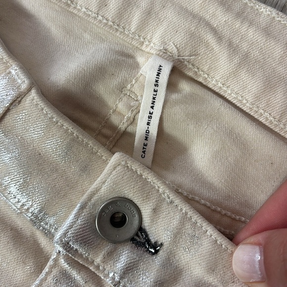 Rag & Bone Cate Mid-Rise Skinny Size 30 Moonshine JeansMetallic Silver Off White - Picture 8 of 16